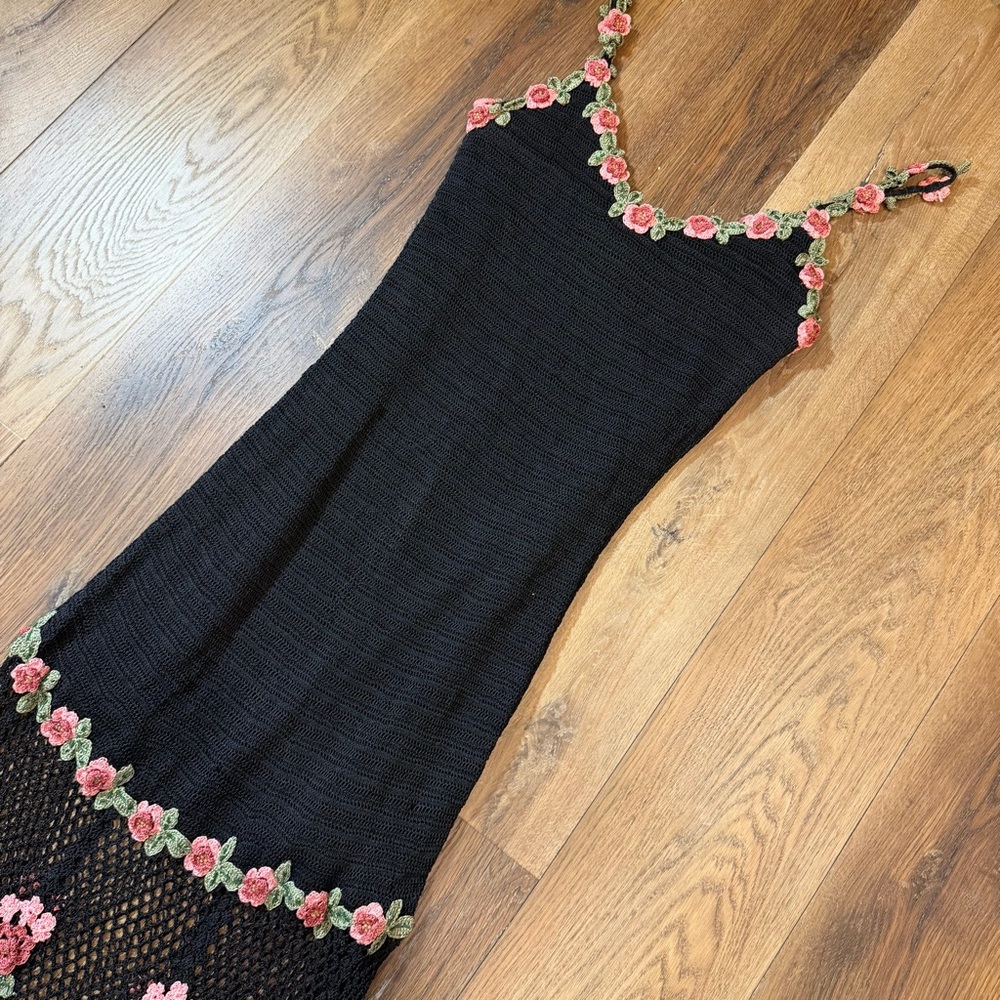 Vintage Y2K Beaded Dress Vintage Crochet Dress Vintage Beaded Dress Floral Fairy - Picture 11 of 13